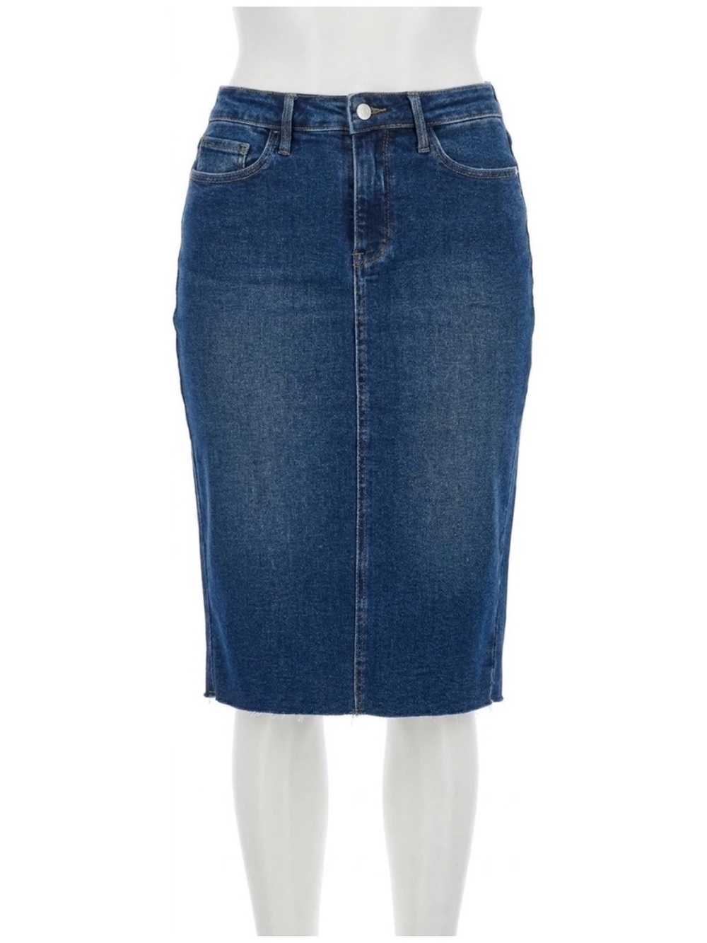 Judy Blue Stretch Denim Pencil Skirt Raw Hem JB2831 Dark Blue Size S - Picture 9 of 9